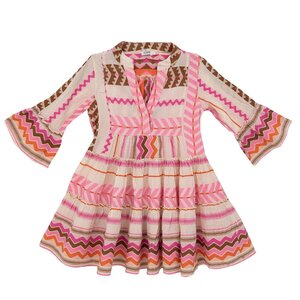 Devotion Ella Short Dress Pink Orange Off White 022546G