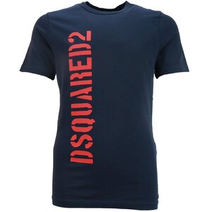 Dsquared2 Shirt blauw met verticaal logo Rood