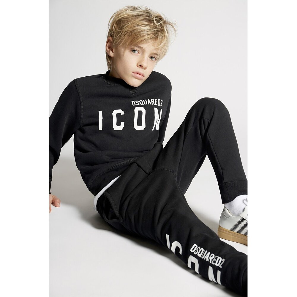dsquared2-junior-DQ049U-D002Y Sweater Icon Zwart relax fit - Fashion Kids &